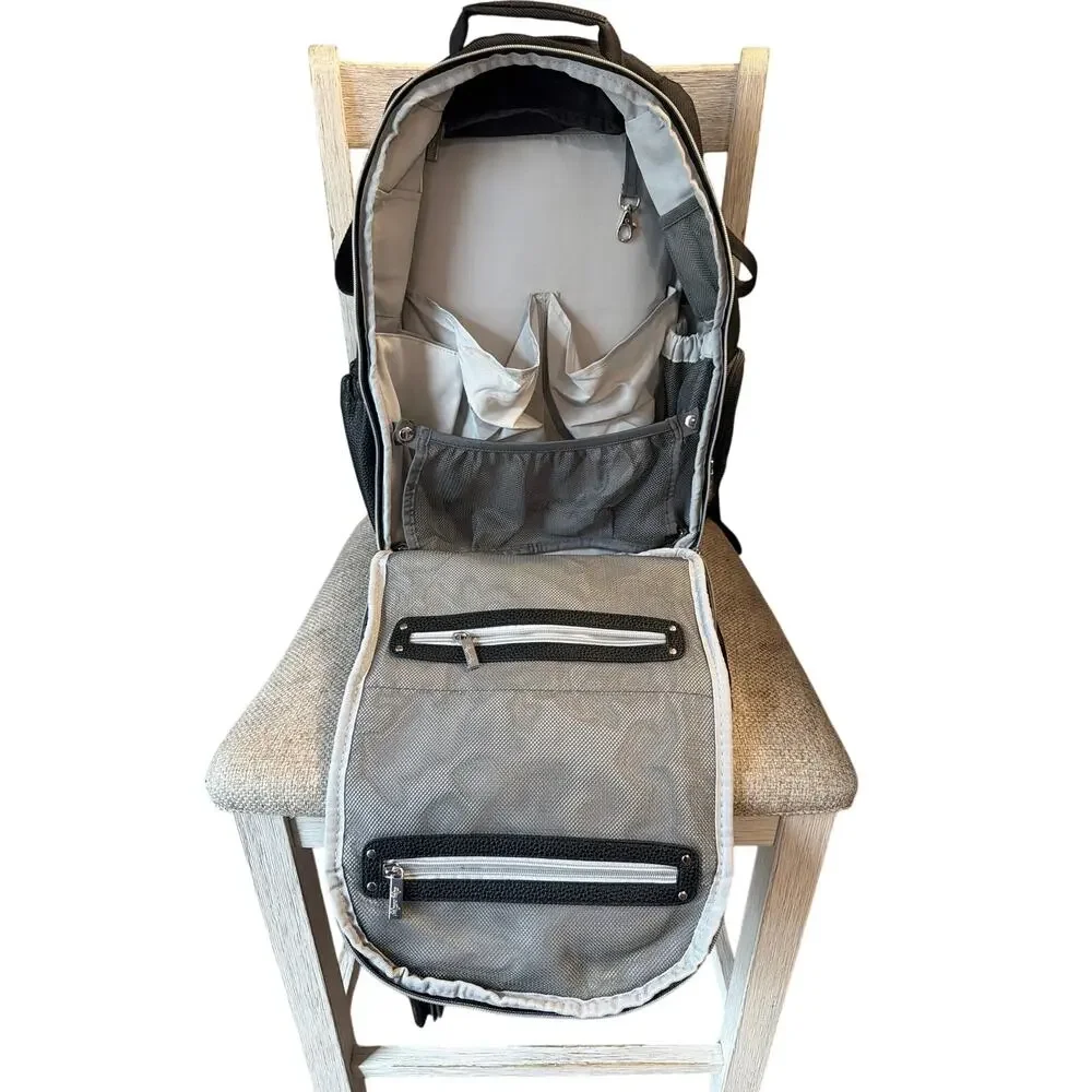 Itzy Ritzy Black Herringbone Boss Backpack Diaper Bag w/ Packing Cubes & Accesso